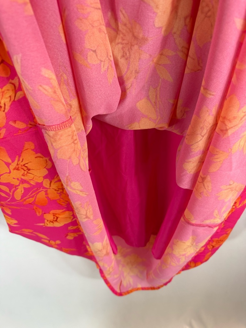 FLORAL MIDI DRESS FOR SUMMER GATHERINGS size: S color: pink-orange floral print - Picture 10 of 17